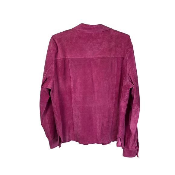 Suede Essentials Vintage 90s Bright Pink Suede Shirt Shacket - size XL - Picture 2 of 5